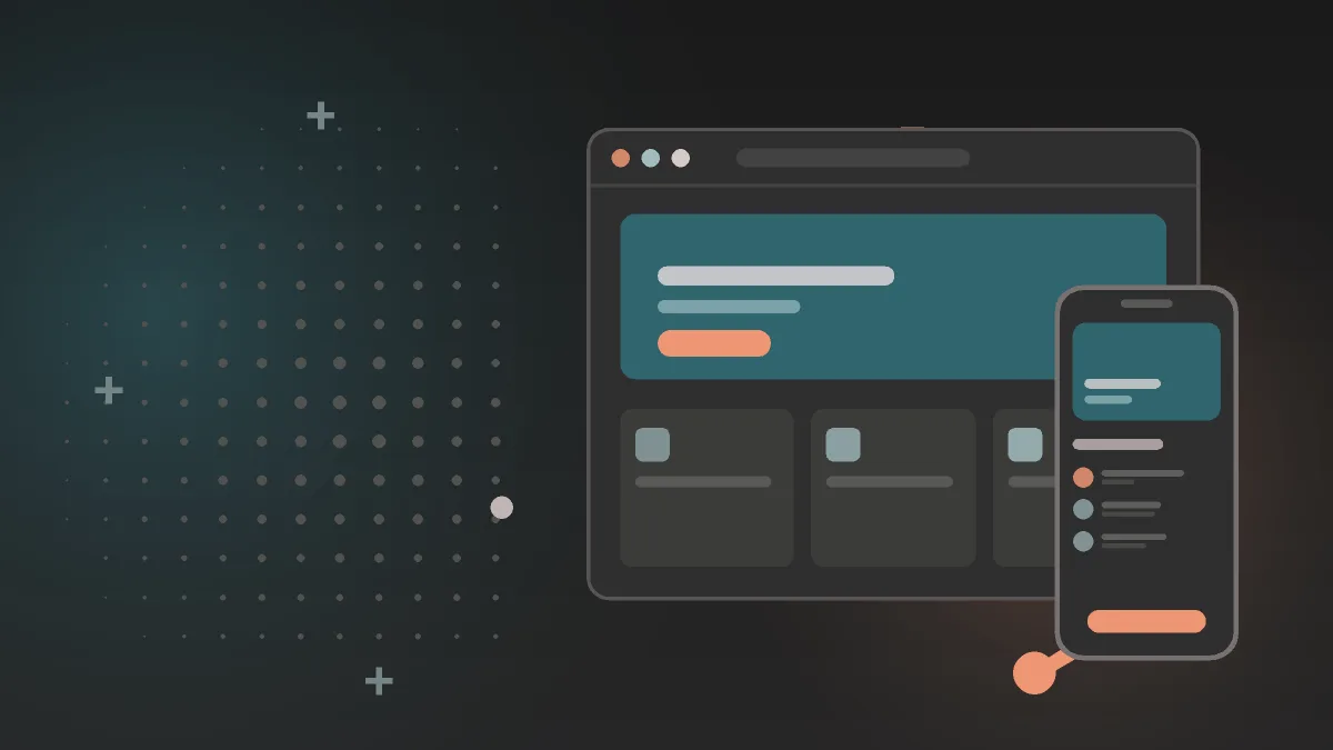 Illustration aux couleurs d'EPREYN, une fenêtre de navigateur et un téléphone stylisés, pour l'article « Outil de gestion ou site internet dans le Tarn : que choisir ? »