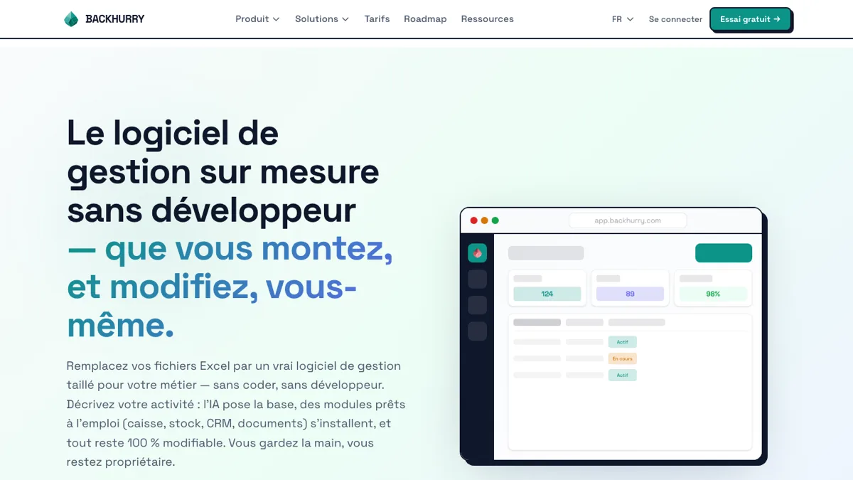 Capture de l'application Backhurry, application web SaaS réalisée par EPREYN, développeur à Perpignan